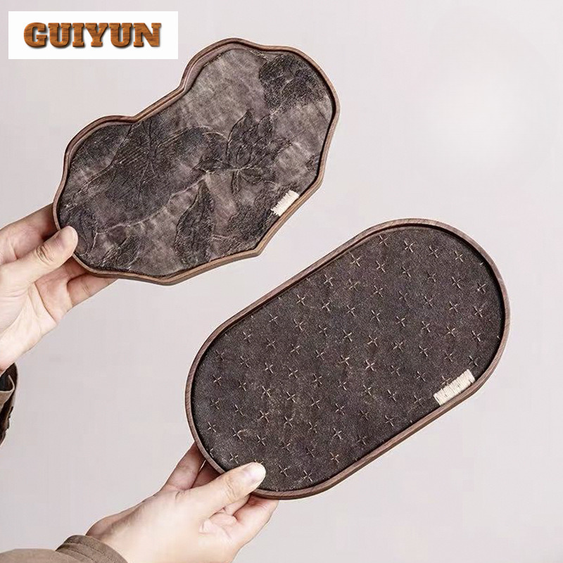 Wooden Serving Tray - Siyah Ceviz Küçük Çay Tepsisi atıştırma
