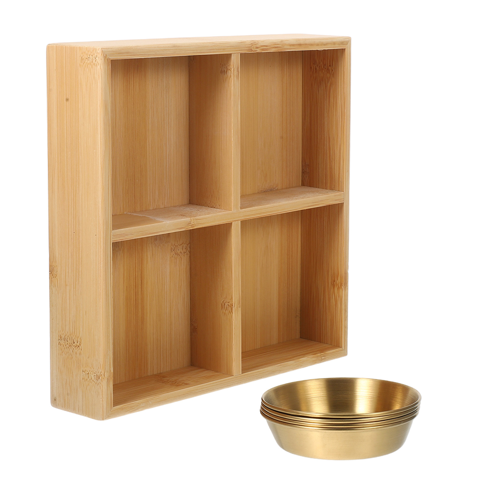 Wooden Serving Tray - 1 Set Dört Bölmeli Bambu Servis
