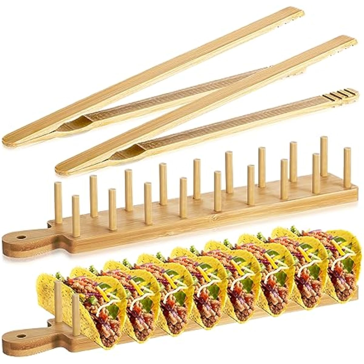 Wooden Serving Tray - Bambu Taco Servis Rafı Seti 4