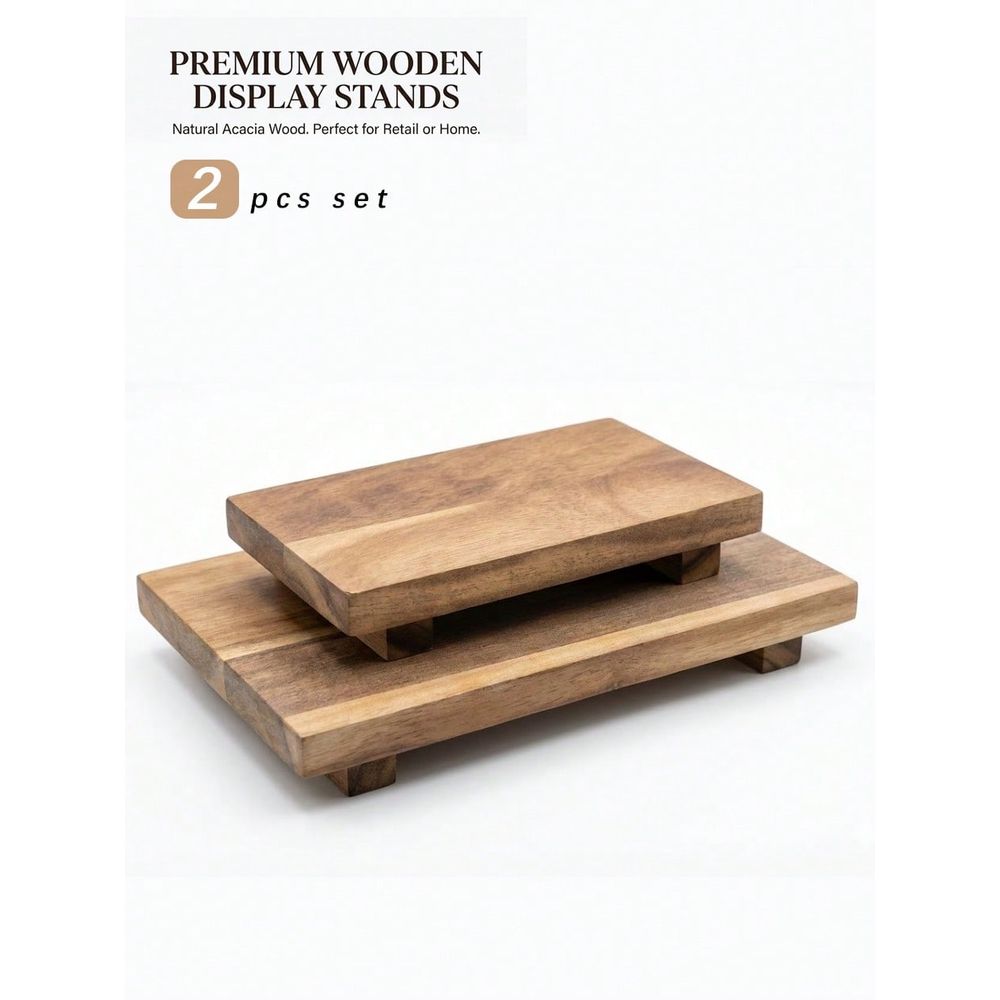 Wooden Serving Tray - Parça Seti, İpli Ayaklı Ahşap Servis