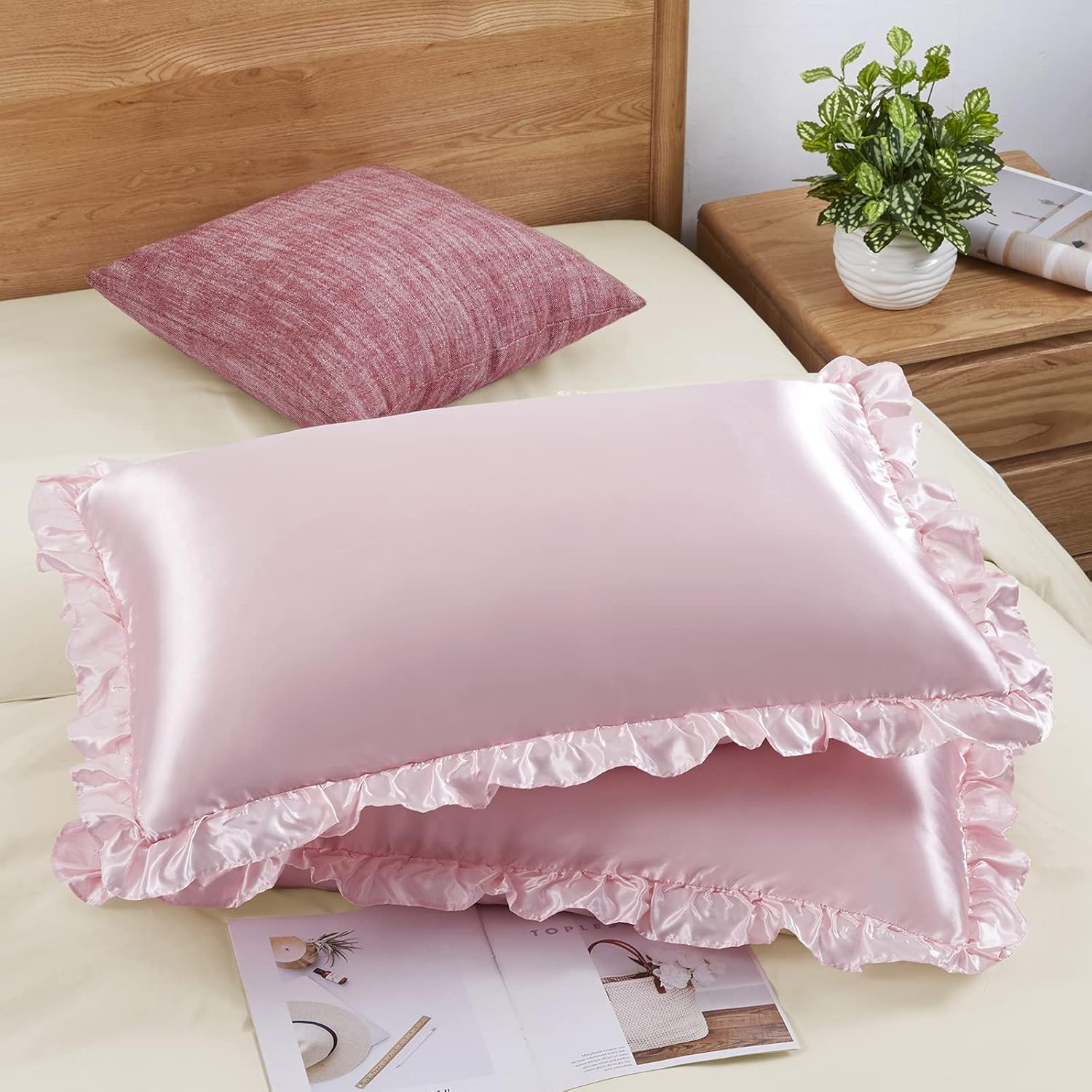 Silk Pillowcase Set - 2 adet saten fırfırlı yastık kılıfları