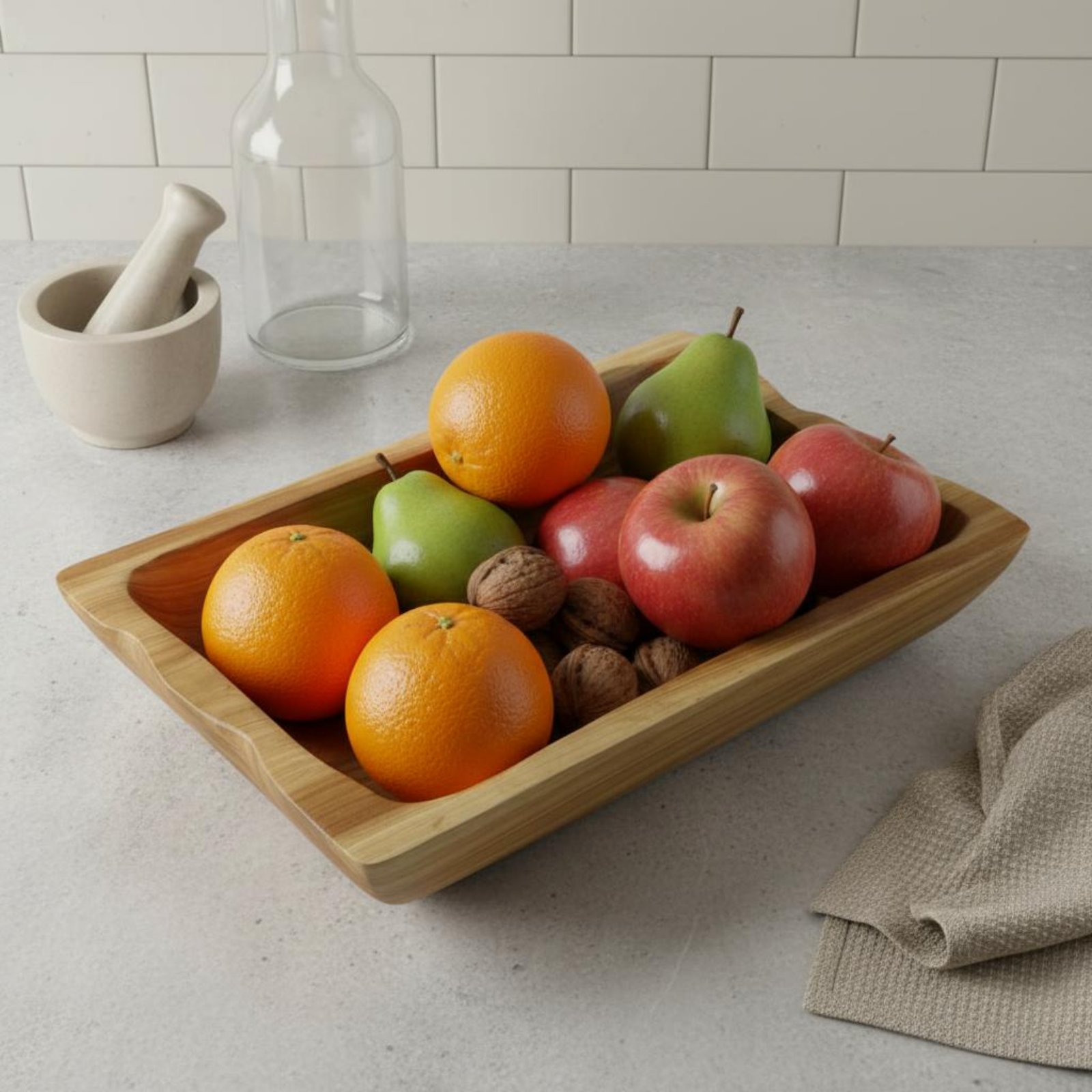 Sert Ahşap Depolama Kabı Büyük - Wooden Serving Tray incelemesi ve fiyatı