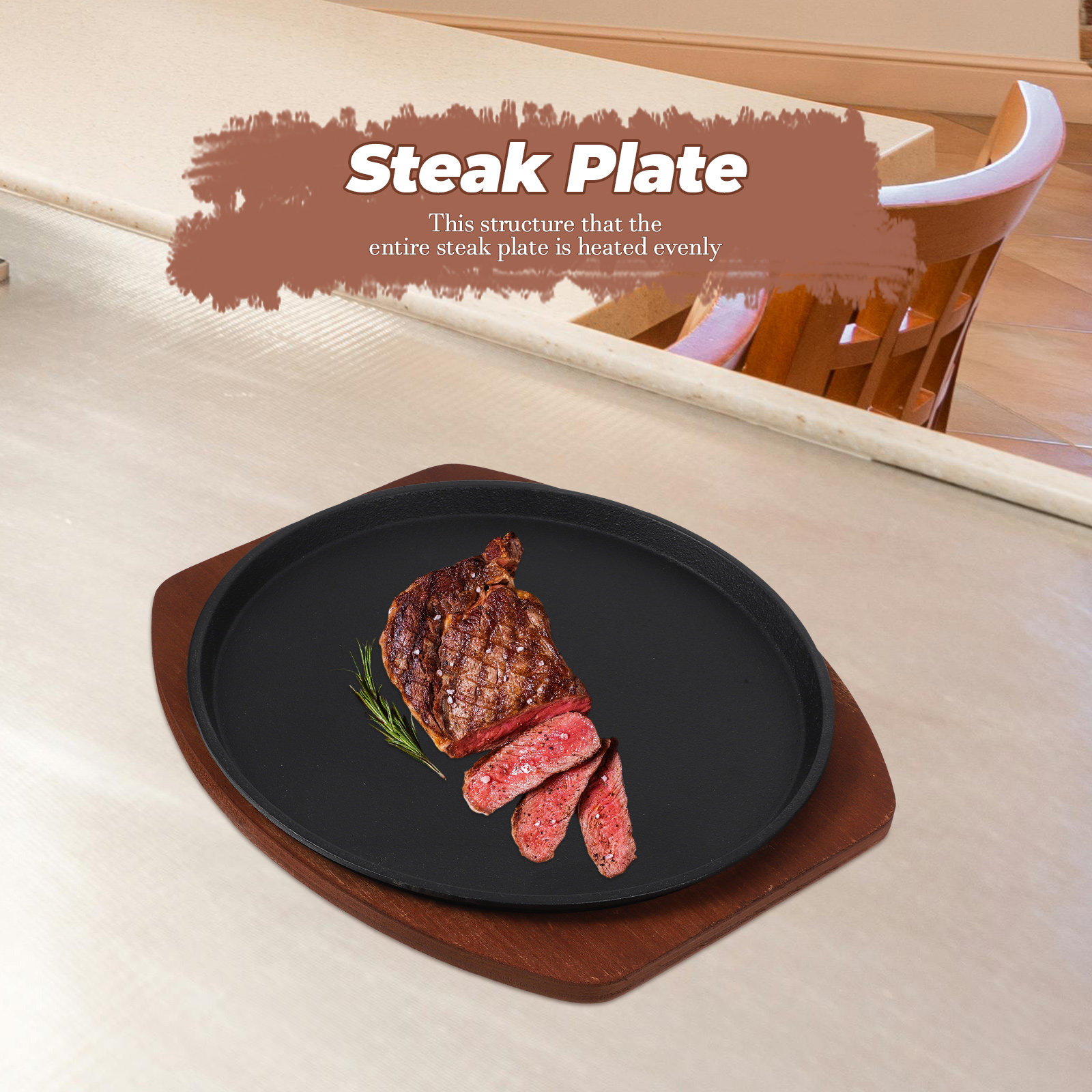 1 Set Demir Biftek Izgara Taba - Wooden Serving Tray incelemesi ve fiyatı