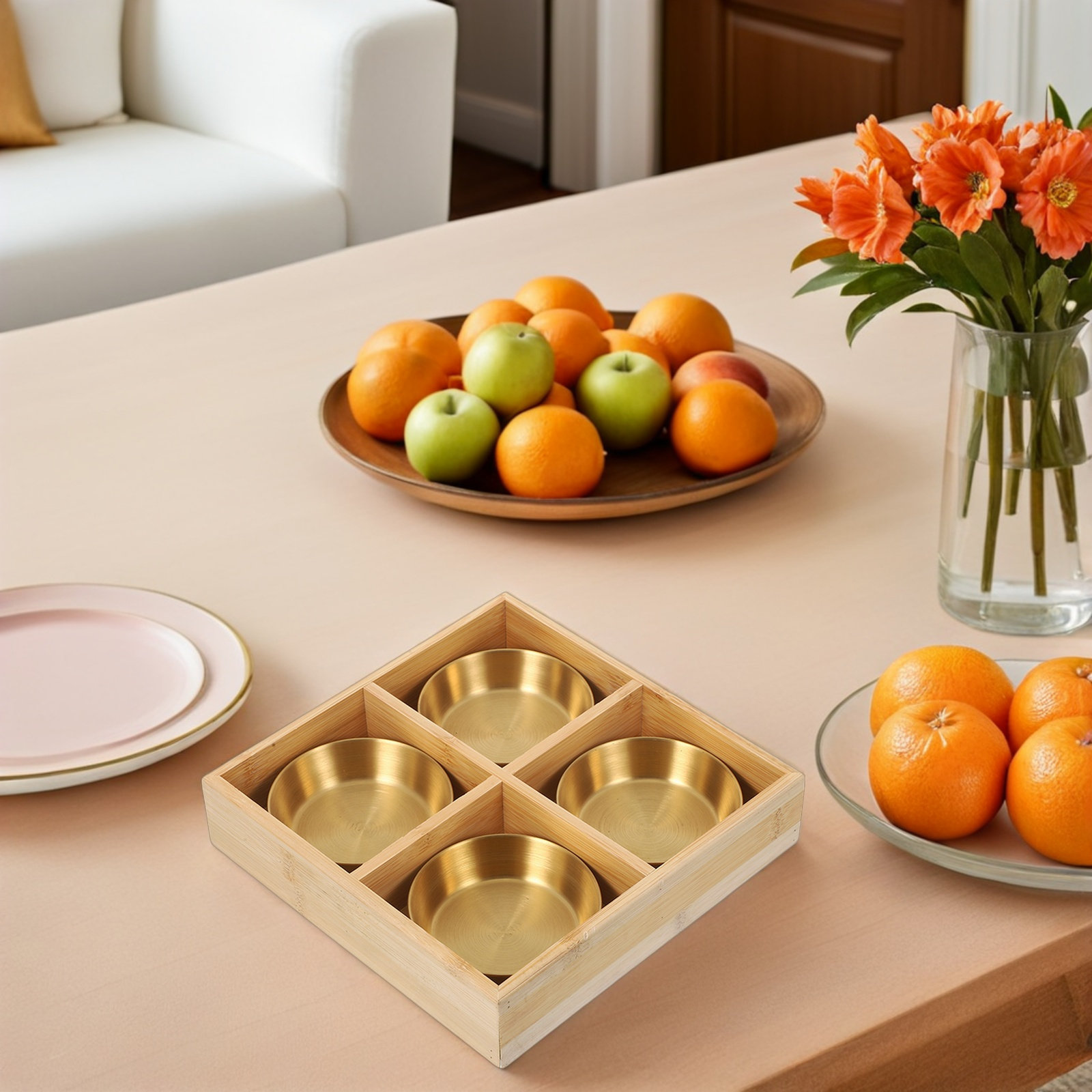 1 Set Dört Bölmeli Bambu Servi - Wooden Serving Tray incelemesi ve fiyatı
